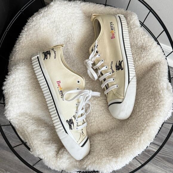 Burberry Canvas Cream Rainbow Printed Sneakers - Picture 2 of 7